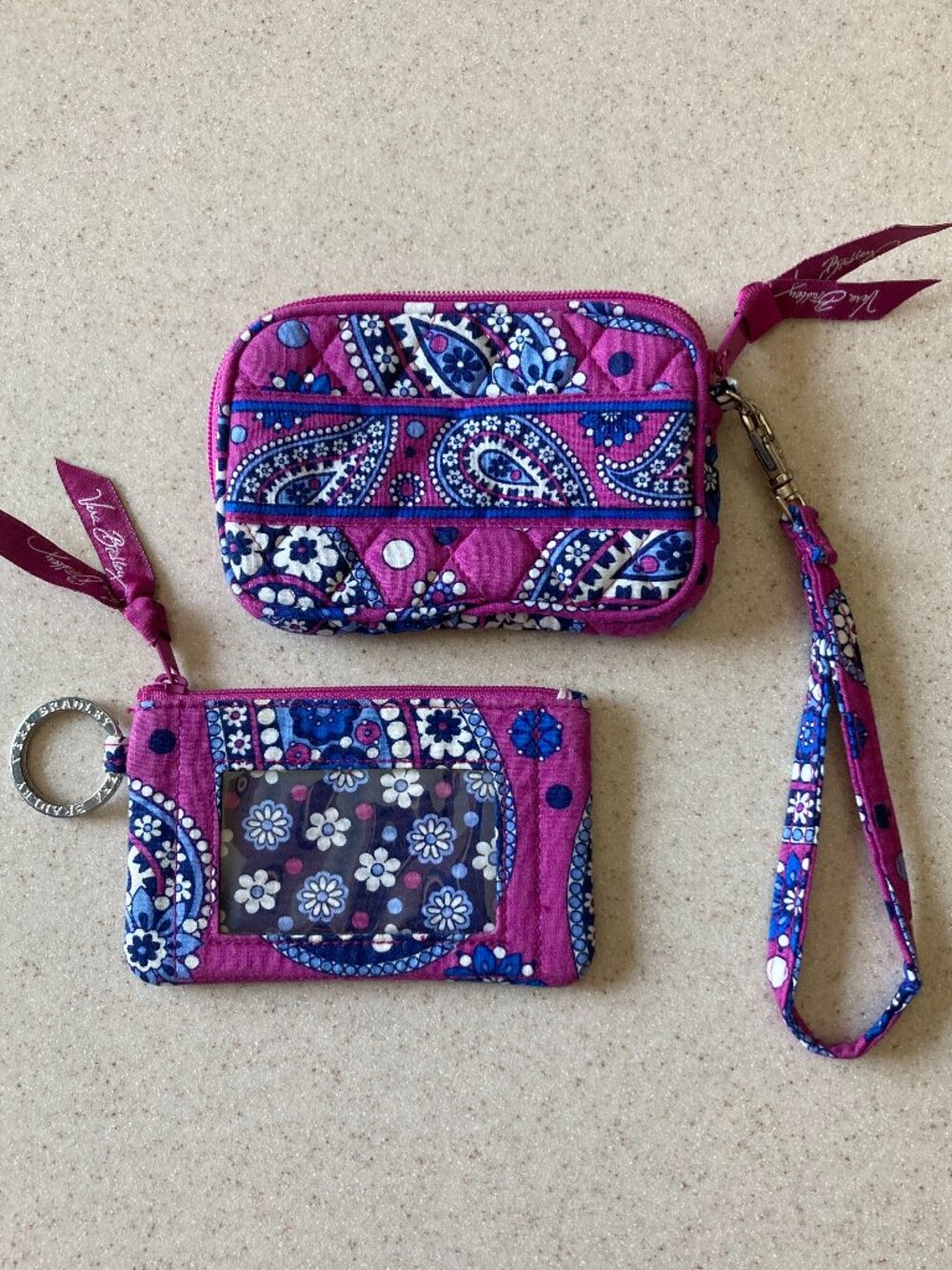 NWOT Vera Bradley Compact Wristlet + Clear ID Card Holder 2 Pc. Set Boysenberry